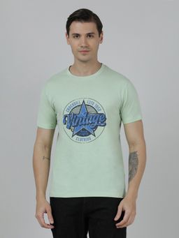 Crocodile - Green Typography Printed Single Jersey Cotton Green T-Shirt