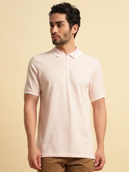 Cantabil - Pink Breathable and Soft with Color Fastness Regular Fit Polo T-Shirt