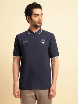 Cantabil - Navy Blue Breathable and Soft with Color Fastness Regular Fit Polo T-Shirt