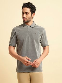 Cantabil - Grey Breathable and Soft with Color Fastness Regular Fit Polo T-Shirt