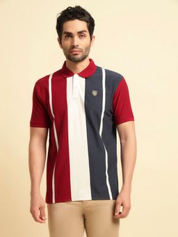 Cantabil - Maroon Breathable and Soft with Color Fastness Regular Fit Polo T-Shirt