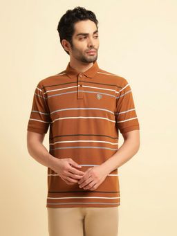 Cantabil - Brown Breathable and Soft with Color Fastness Regular Fit Polo T-Shirt