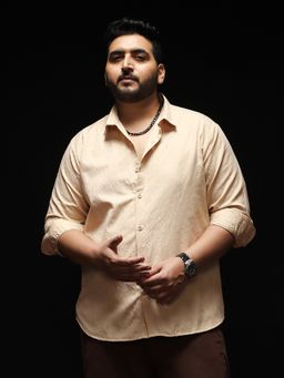 Instafab Plus - Men Ecru Beige Abstract-Lined Jacquard Shirt