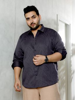 Instafab Plus - Men Onyx Black Reptilia Jacquard Shirt