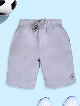 KiddoPanti - Grey Cotton Solid Shorts