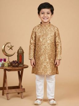 Pehanaava - Gold Cotton Floral Kurta With Pyjama