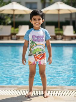 KiddoPanti - Multi-Color Polyester Printed Swimsuit