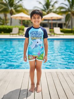 KiddoPanti - Multi-Color Polyester Printed Swimsuit