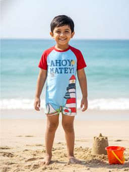 KiddoPanti - Multi-Color Polyester Printed Swimsuit