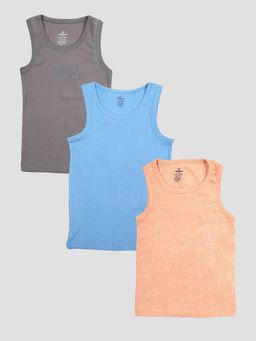 KiddoPanti - Multi-Color Cotton Solid Vests (Pack of 3)