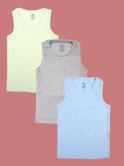 KiddoPanti - Multi-Color Cotton Solid Vests (Pack of 3)