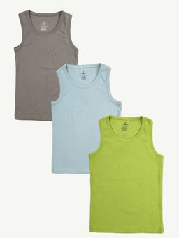 KiddoPanti - Multi-Color Cotton Solid Vests (Pack of 3)