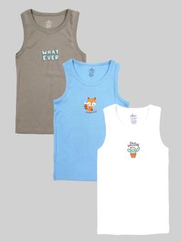 KiddoPanti - Multi-Color Cotton Printed Vests (Pack of 3)