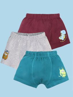 KiddoPanti - Multi-Color Cotton Printed Trunks (Pack of 3)