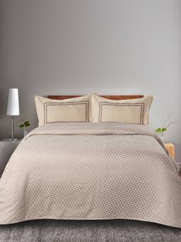 Saral Home - Beige Firki Queen Cotton Bedsheet Set