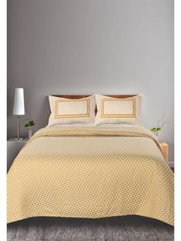 Saral Home - Yellow Firki Queen Cotton Bedsheet Set