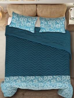 Saral Home - Teal Kanan Queen Cotton Bedsheet Set