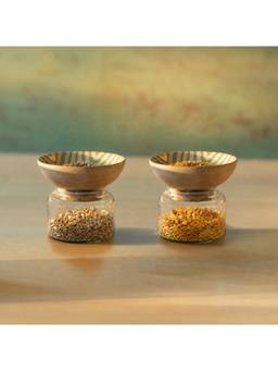 Ellementry - Rayas Jar with Nut Bowl (Pack Of 2)