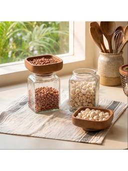 Ellementry - Square Glass Store and Serve Jar (Pack Of 2)