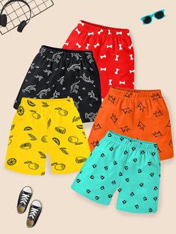 Kuchipoo - Short for Boys & Girls Casual Printed Cotton Blend Multicolor (Pack of 5)