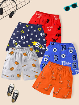 Kuchipoo - Boys Multi-Color Printed Shorts (Pack of 5)