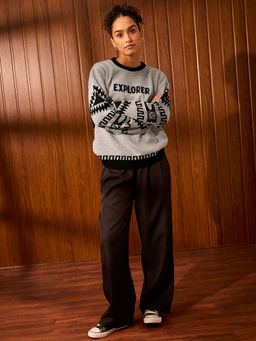 The Souled Store - Peanuts Explorer Womens Oversized Sweater - Grey