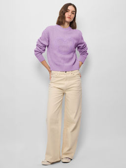 The Souled Store - Mickey Mouse Ombre Women Knitted Sweater - Purple