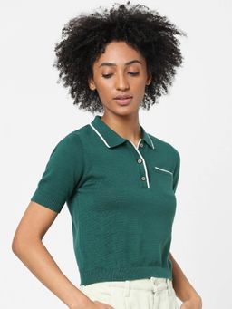 ONLY - Women Casual Wear Green T-Shirt
