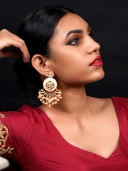 Odette - Women Enameled Kundan-Pearl Chandbali Earrings!