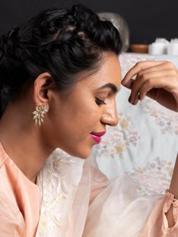 Odette - Women Grey Pretty Floral Drop Earrings