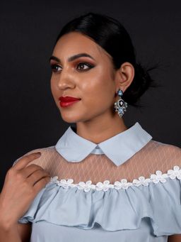 Odette - Women Blue Rhine Stone Enticing Dangle Earrings