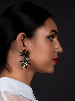 Odette - Women Floral Black-Grey Cute Dangle Earrings