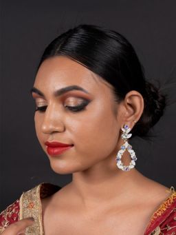 Odette - Women Oval Shape Glittery White Dangle Earrings