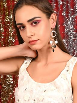 Odette - Women Round Ring Gold Tone Tassel Earrings