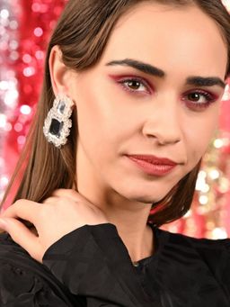 Odette - Women Rectangular White Mirror Dangle Earrings