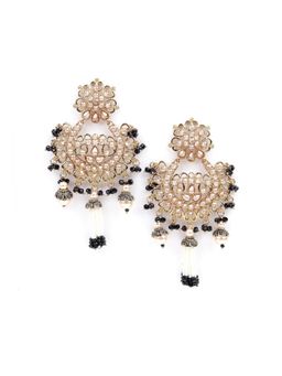 Odette - Women Gold And Black Rhinestone Dangle Earrings