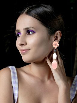 Odette - Women Pink Metal Earrings