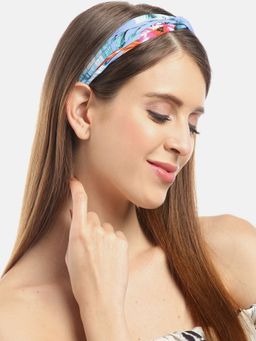 Blueberry - Multi Floral Printed Satin Knot Hairband