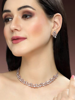 Karatcart - Rose Gold Plated Ad Necklace Set for Women