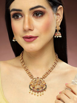 Karatcart - Gold Plated Laxmi Mata Rani Haar Temple Jewellery Set for Women