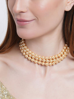 Karatcart - Golden Pearl Beaded Choker Necklace for Women