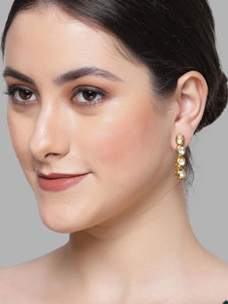 Karatcart - Gold Plated Floral Polki Kundan Earrings for Women