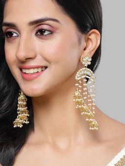 Karatcart - Gold Plated Pearl Chain and Jhumki Studded Kundan Drop Earring for Women