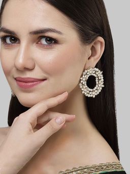 Karatcart - Gold Plated Pearl and Floral Kundan Studded Hoop Earring for Women