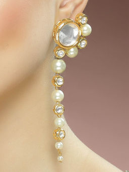Karatcart - Kundan Peal Drop Earrings for Women