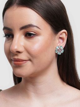Karatcart - Light Green Cubic Zirconia and Ad Stud Earrings for Women