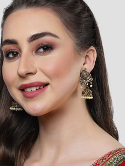 Karatcart - Gold Plated Pearl Studded Jhumki Earrings for Women