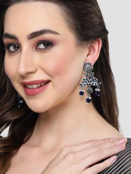 Karatcart - Oxidised Silver Blue Dangler Earring for Women