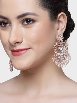 Karatcart - Rose Gold Plated Pearl & Kundan Studded Dangler Earrings for Women