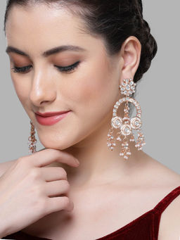 Karatcart - Rose-Gold Plated Pearl and Kundan Studded Dangler Earrings for Women